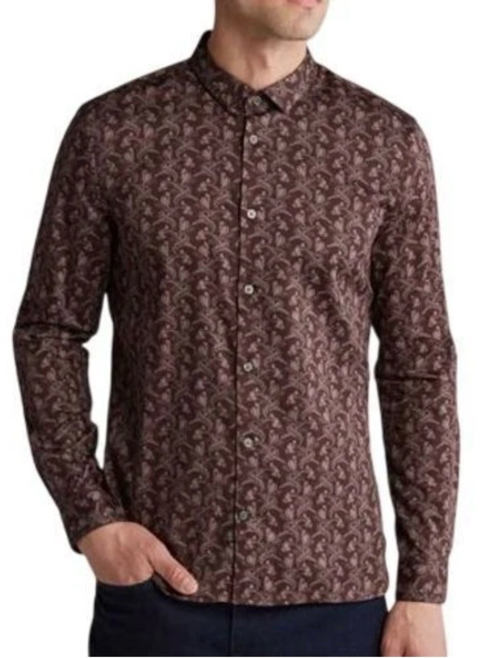 John Varvatos Paisley Button Down Shirt Brown Black Men’s Medium